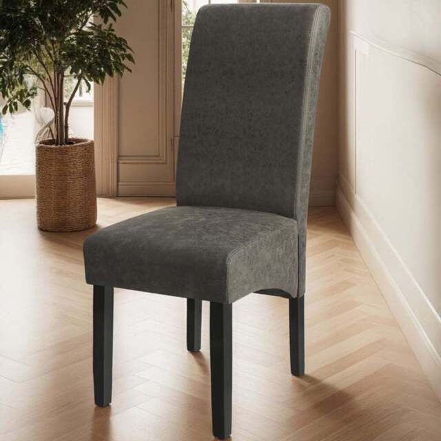 tectake Set of 2 Grey Marble Leather High Backrest Dining Chair - Wilko - image 1