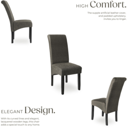 tectake Set of 2 Grey Marble Leather High Backrest Dining Chair - Wilko - thumbnail 4