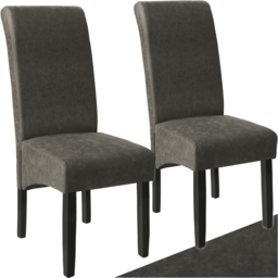 tectake Set of 2 Grey Marble Leather High Backrest Dining Chair - Wilko - thumbnail 3