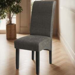 tectake Set of 2 Grey Marble Leather High Backrest Dining Chair - Wilko