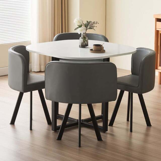 Comfy Living Metal 4 Seater Dining Set White and Grey - Wilko - image 1