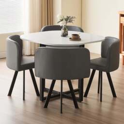 Comfy Living Metal 4 Seater Dining Set White and Grey - Wilko