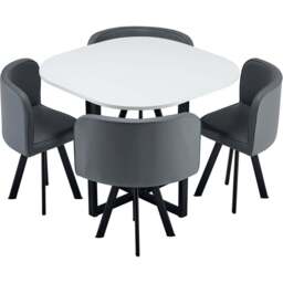 Comfy Living Metal 4 Seater Dining Set White and Grey - Wilko - thumbnail 3