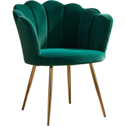 Home Source Emerald Green Scallop Chair with Gold Metal Leg - Size: Single - Wilko - thumbnail 3