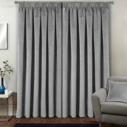 Enhanced Living Oxford Grey Thermal Blackout Pencil Pleat Velvet Curtains 168 x 137cm - Wilko - thumbnail 4