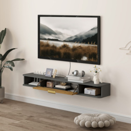 HOMCOM 2 Compartment Grey Floating TV Unit 140cm - Size: 16.0 cm x 24.0 cm x 140.0 cmcm - Wilko - thumbnail 6