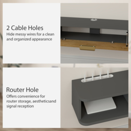 HOMCOM 2 Compartment Grey Floating TV Unit 140cm - Size: 16.0 cm x 24.0 cm x 140.0 cmcm - Wilko - thumbnail 7