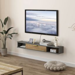 HOMCOM 2 Compartment Grey Floating TV Unit 140cm - Size: 16.0 cm x 24.0 cm x 140.0 cmcm - Wilko - thumbnail 5