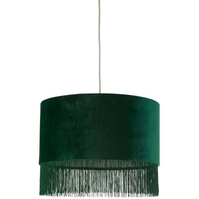 Lighting Collection Green Velvet Fringe LED Shade - Size: 32 x 43 x 43cm - Wilko - image 1
