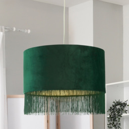 Lighting Collection Green Velvet Fringe LED Shade - Size: 32 x 43 x 43cm - Wilko - thumbnail 3