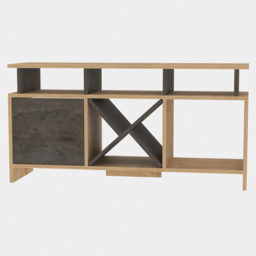 Decorotika Aurburn Single Door 8 Shelf Sapphire Oak and Wenge TV Unit - Size: 60.6 x 120 x 29.6cm - Multi - Wilko - thumbnail 3