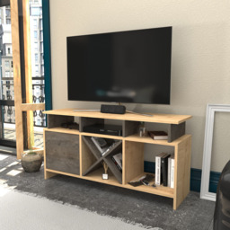Decorotika Aurburn Single Door 8 Shelf Sapphire Oak and Wenge TV Unit - Size: 60.6 x 120 x 29.6cm - Multi - Wilko - thumbnail 4