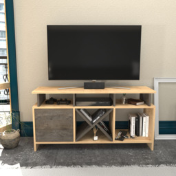 Decorotika Aurburn Single Door 8 Shelf Sapphire Oak and Wenge TV Unit - Size: 60.6 x 120 x 29.6cm - Multi - Wilko - thumbnail 5