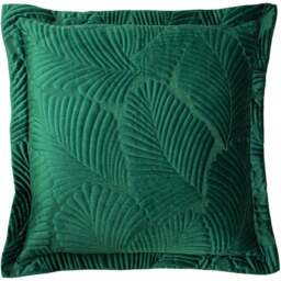 Paoletti Palmeria Emerald Quilted Velvet Cushion - Size: 60 x 60 cm - Green - Wilko - thumbnail 1