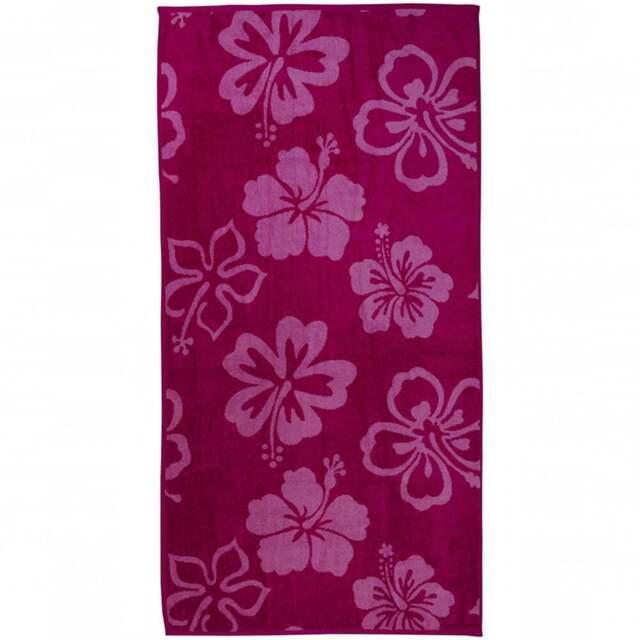 Eco Tex Recycled Cotton Pink Tropical Flower Beach Towel - Size: 150 x 70cm - Wilko - image 1