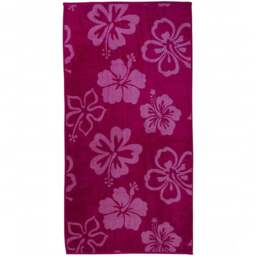 Eco Tex Recycled Cotton Pink Tropical Flower Beach Towel - Size: 150 x 70cm - Wilko - thumbnail 1