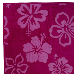 Eco Tex Recycled Cotton Pink Tropical Flower Beach Towel - Size: 150 x 70cm - Wilko - thumbnail 3
