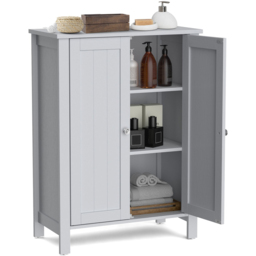 Costway 2 Door Grey Adjustable Shelf Free Standing Floor Cabinet - Size: 90 x 39 x 22cm - Wilko - thumbnail 3
