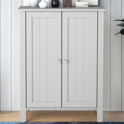 Costway 2 Door Grey Adjustable Shelf Free Standing Floor Cabinet - Size: 90 x 39 x 22cm - Wilko