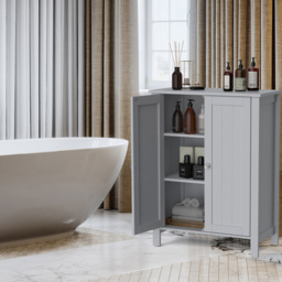 Costway 2 Door Grey Adjustable Shelf Free Standing Floor Cabinet - Size: 90 x 39 x 22cm - Wilko - thumbnail 5