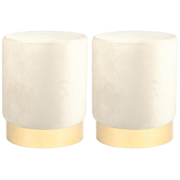 Harbour Housewares Cream Velvet Round Pouffe Set of 2 - Size: 36 x 29 x 29cm - Wilko - thumbnail 3
