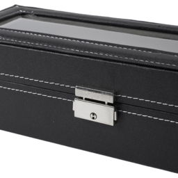 H&O Direct 6 Slot Black Faux Leather Watch Display Case - Size: 8 x 30 x 11cm - Wilko - thumbnail 4