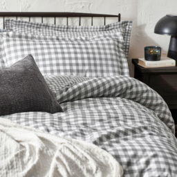 Yard Barton Double Grey Check Printed 144 Thread Count Duvet Cover and Pillowcase Set - Wilko - thumbnail 3
