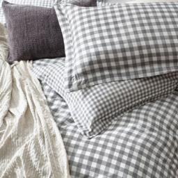 Yard Barton Double Grey Check Printed 144 Thread Count Duvet Cover and Pillowcase Set - Wilko - thumbnail 4