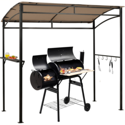 Costway 2.11 x 2.16m Coffee Grill Gazebo with Shelf and Hook - Brown - Wilko - thumbnail 4
