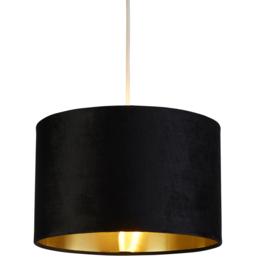 Lighting Collection Black Velvet Brushed Gold Inner Drum Shade - Size: 18 x 28 x 28cm - Wilko - thumbnail 4