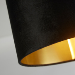Lighting Collection Black Velvet Brushed Gold Inner Drum Shade - Size: 18 x 28 x 28cm - Wilko - thumbnail 5