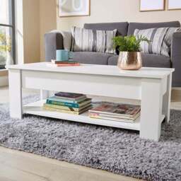 Home Source Orlando Single Shelf White Lift Up Storage Coffee Table - Size: 51 x 50 x 100cm - Wilko - thumbnail 1