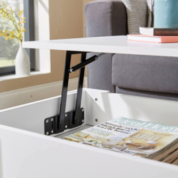 Home Source Orlando Single Shelf White Lift Up Storage Coffee Table - Size: 51 x 50 x 100cm - Wilko - thumbnail 6