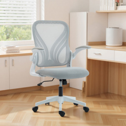 Portland Grey Mesh Height Adjustable Foldable Swivel Office Chair - Size: 111 x 62 x 73cm - Light Grey - Wilko - thumbnail 4