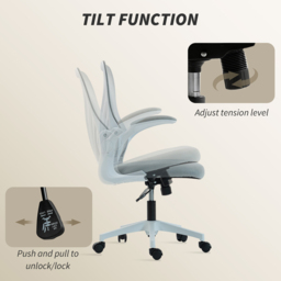 Portland Grey Mesh Height Adjustable Foldable Swivel Office Chair - Size: 111 x 62 x 73cm - Light Grey - Wilko - thumbnail 6
