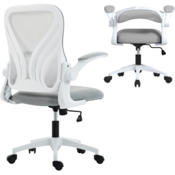 Portland Grey Mesh Height Adjustable Foldable Swivel Office Chair - Size: 111 x 62 x 73cm - Light Grey - Wilko - thumbnail 3