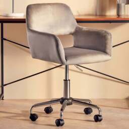 Interiors by Premier Brent Grey and Chrome Swivel Home Office Chair - Size: 54 x 54 x 86cm - Multi - Wilko