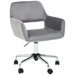 Interiors by Premier Brent Grey and Chrome Swivel Home Office Chair - Size: 54 x 54 x 86cm - Multi - Wilko - thumbnail 3