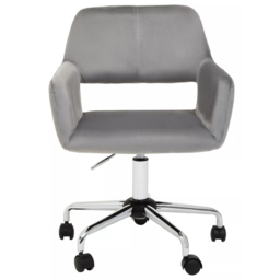 Interiors by Premier Brent Grey and Chrome Swivel Home Office Chair - Size: 54 x 54 x 86cm - Multi - Wilko - thumbnail 4