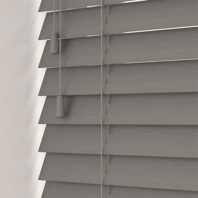 Caecus Faux Wood String Venetian Blind Dark Grey 120 x 120cm - Wilko - image 1