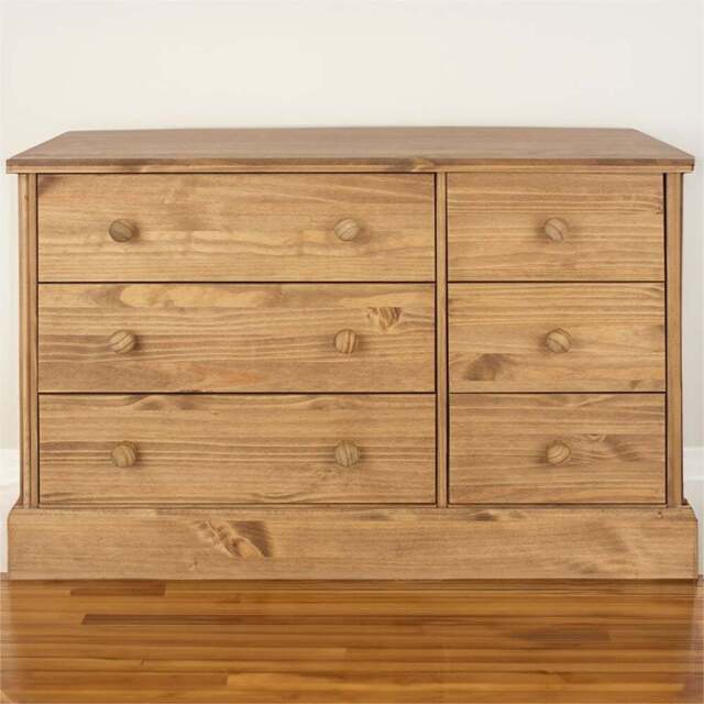 Core Products Cotswold 6 Drawer Pine Wide Chest of Drawers - Brown - Wilko - image 1