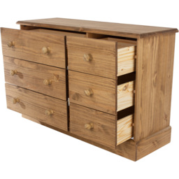 Core Products Cotswold 6 Drawer Pine Wide Chest of Drawers - Brown - Wilko - thumbnail 6
