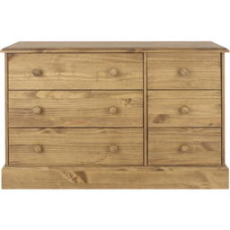 Core Products Cotswold 6 Drawer Pine Wide Chest of Drawers - Brown - Wilko - thumbnail 4