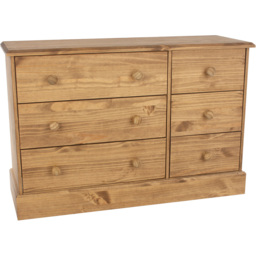 Core Products Cotswold 6 Drawer Pine Wide Chest of Drawers - Brown - Wilko - thumbnail 3