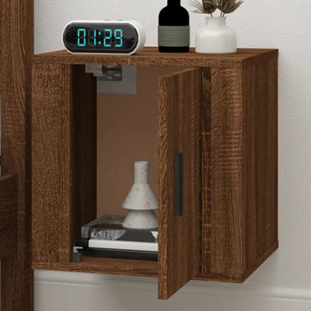 vidaXL Single Door Brown Oak Wall Mounted Cabinet - Size: 40 x 40 x 34.5cm - Wilko - image 1