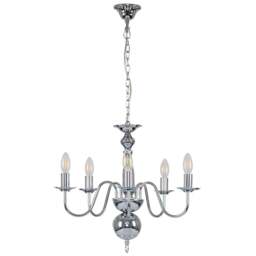 ValueLights Gothica Flemish Style Chrome 5 Way Ceiling Chandelier Light - Size: 93 x 51 x 51cm - Silver - Wilko - thumbnail 1