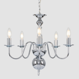 ValueLights Gothica Flemish Style Chrome 5 Way Ceiling Chandelier Light - Size: 93 x 51 x 51cm - Silver - Wilko - thumbnail 6