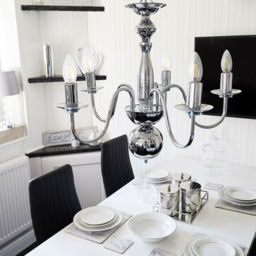 ValueLights Gothica Flemish Style Chrome 5 Way Ceiling Chandelier Light - Size: 93 x 51 x 51cm - Silver - Wilko - thumbnail 3