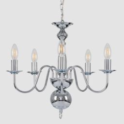 ValueLights Gothica Flemish Style Chrome 5 Way Ceiling Chandelier Light - Size: 93 x 51 x 51cm - Silver - Wilko - thumbnail 5