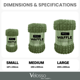 Velosso Olive Waffle Plush Throw 200 x 240cm - Size: 200 x 240 x 1cm - Wilko - thumbnail 5
